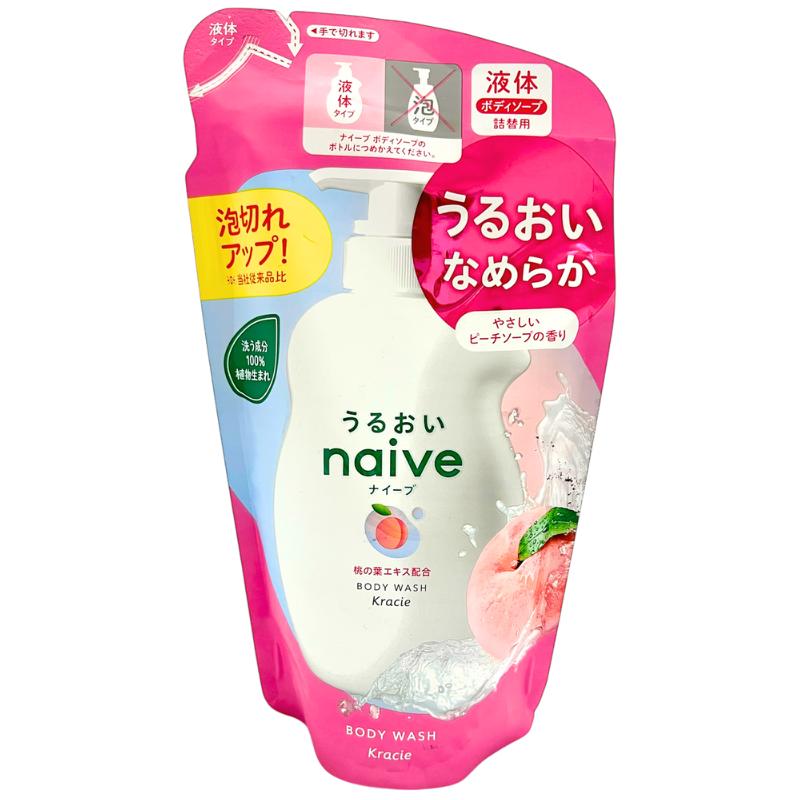 NAIVE BODY WASH PEACH REFILL 360 ML.