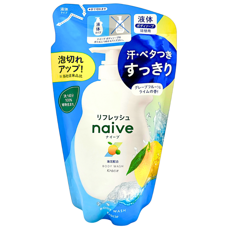 NAIVE REFRESH BODY WASH REFILL 360 ML.